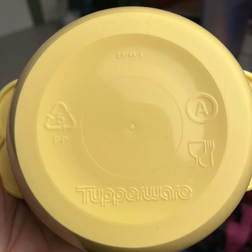 Tupperware #2514 Butterfly One Touch Containers Purple Yellow Blue NO lids 400ml